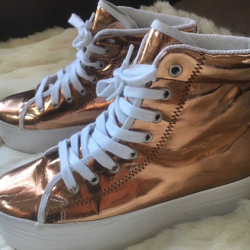 Jeffrey Campbell Rose Gold Platform Sneakers